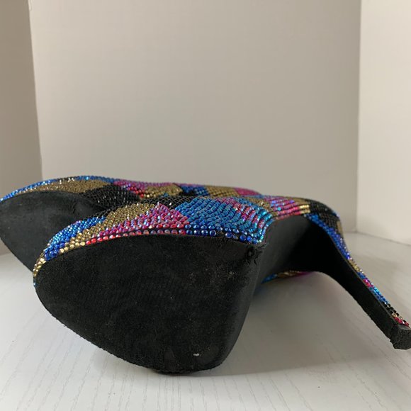 Steve Madden Platform Studded Rhinestone Colorful Heels - Picture 8 of 8